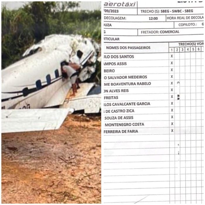 URGENTE: veja lista de passageiros que estavam em avião que caiu em Barcelos, veja vídeo