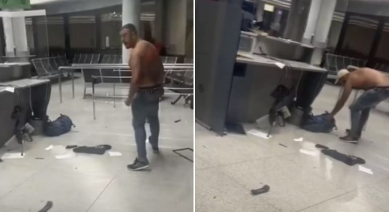 Passageiro se revolta, quebra aeroporto e ameaça se m4tar com caco de vidro após perder voo; veja vídeo