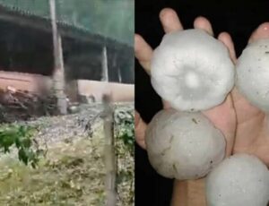 Mulher é atingida por pedra de granizo e sofre traumatismo craniano; veja vídeo