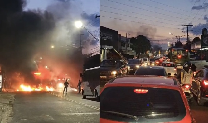 Manifestação e fogo deixam trânsito caótico na avenida dos Franceses; veja os vídeos