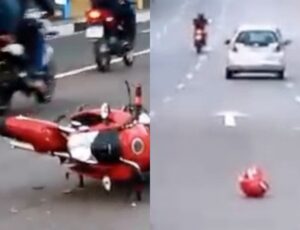 Acidente deixa passageira de moto desmai4da na avenida Rodrigo Otávio; veja vídeo