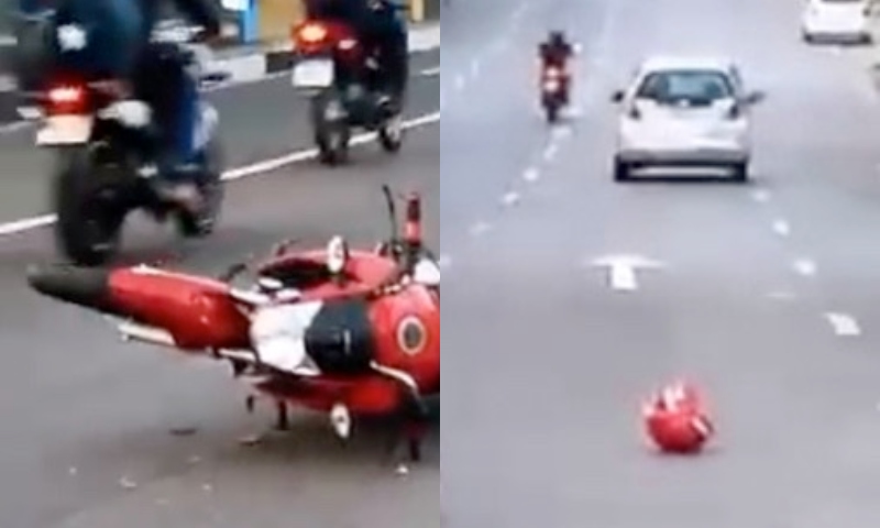 Acidente deixa passageira de moto desmai4da na avenida Rodrigo Otávio; veja vídeo