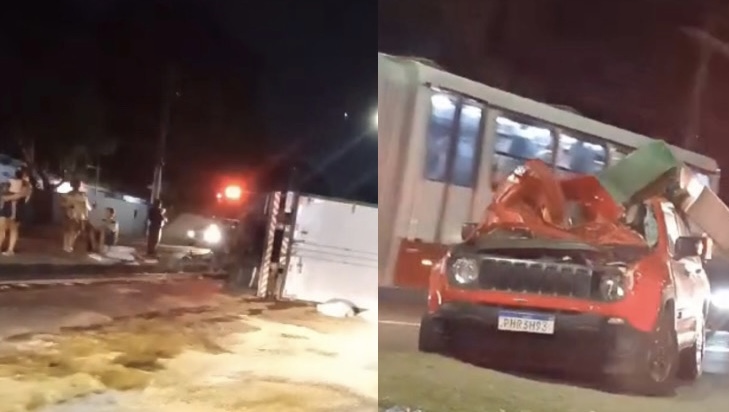 Grave acidente com caminhão quase termina em incêndio na av. Constantino Nery; veja vídeo