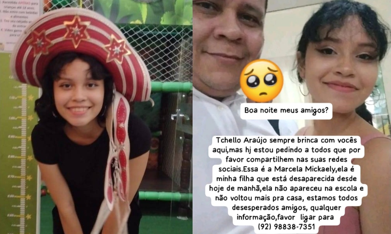 Jovem desaparece no bairro Santa Etelvina e deixa pai em desespero; ajude a encontrá-la