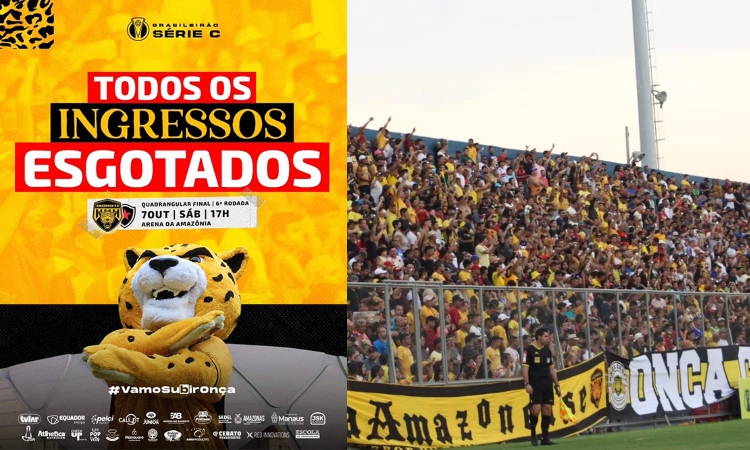 ‘Mais de 44 mil vendidos!’: esgotados os ingressos para Amazonas x Botafogo-PB