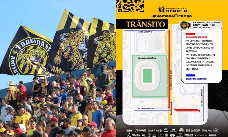 Trânsito neste sábado (7) é alterado para jogo decisivo entre Amazonas-FC e Botafogo-PB