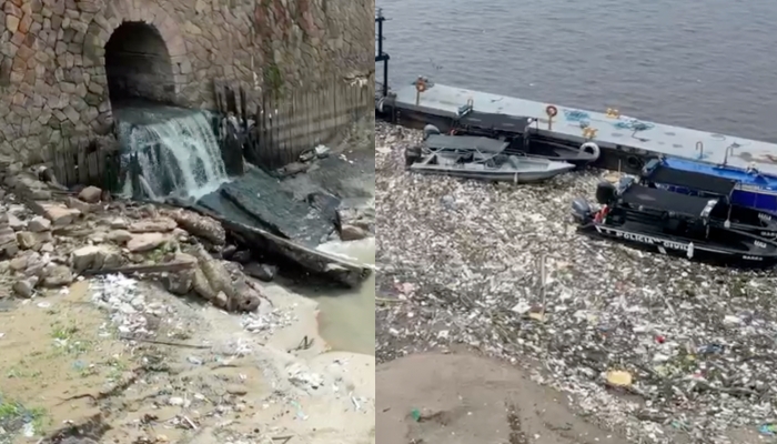 Tristeza: Porto da Manaus Moderna está tomado por lixo e sendo “abastecido” com água de esgoto; veja vídeo
