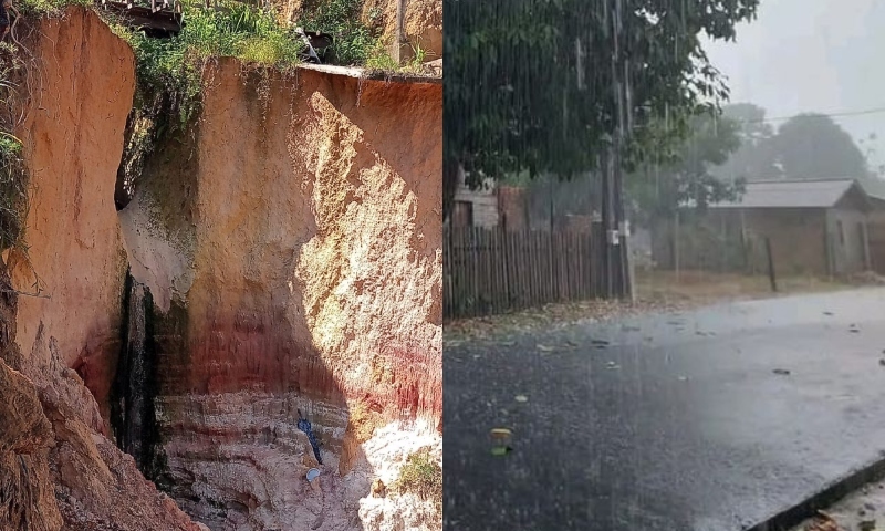 Deslizamento assusta moradores no Jorge Teixeira após chuva em Manaus; veja