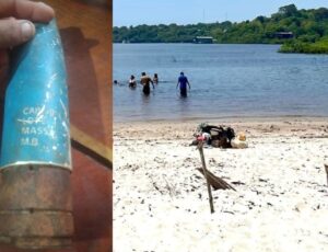 PERIGO: criança de 10 anos encontra bomba em praia do Amazonas; veja vídeo