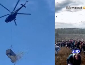 'Chuva de Dinheiro': bilionário usa helicóptero para jogar US$ 1 milhão em pessoas