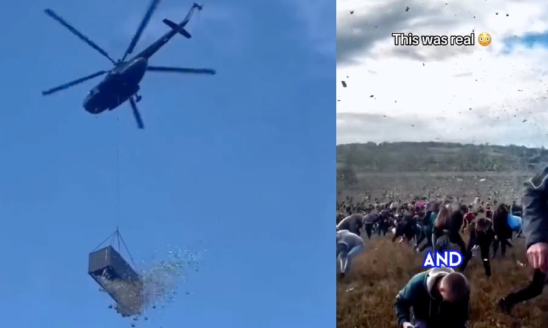 ‘Chuva de Dinheiro’: bilionário usa helicóptero para jogar US$ 1 milhão em pessoas