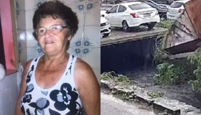 Idosa de 78 anos é levada pela correnteza após muro de casa desabar; veja vídeo