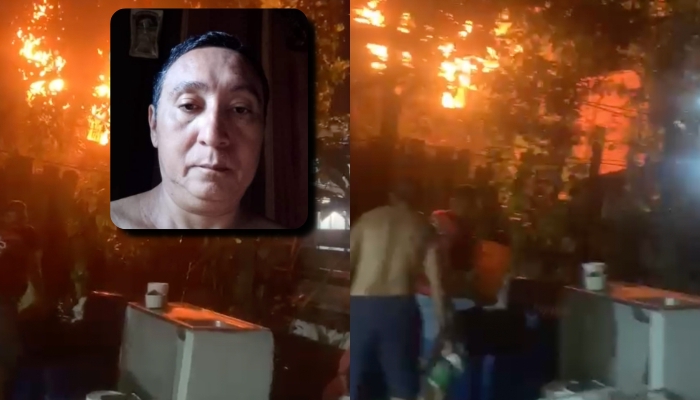 Desesperador: vídeo mostra população tentando salvar idoso de incêndio em Manaus; veja