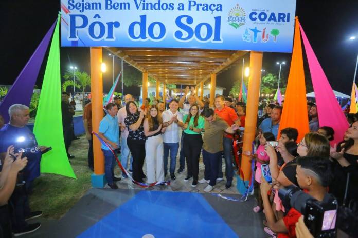 Prefeito de Coari, Keitton Pinheiro, inaugura Praça Pôr do Sol, nova opção de lazer para a população