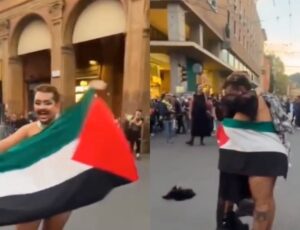 Manifestantes LGBT fazem protesto pró-Palestina nas ruas da Itália; veja vídeo