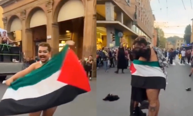 Manifestantes LGBT fazem protesto pró-Palestina nas ruas da Itália; veja vídeo