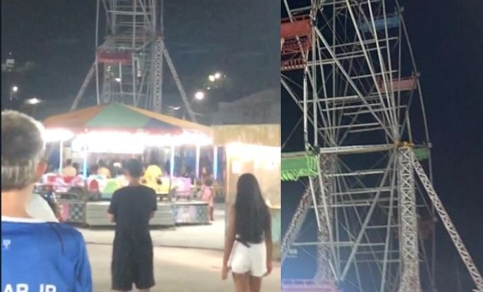 Filha de vereador do Rio preto da Eva fica pendurada e cai de roda gigante no município; veja vídeo
