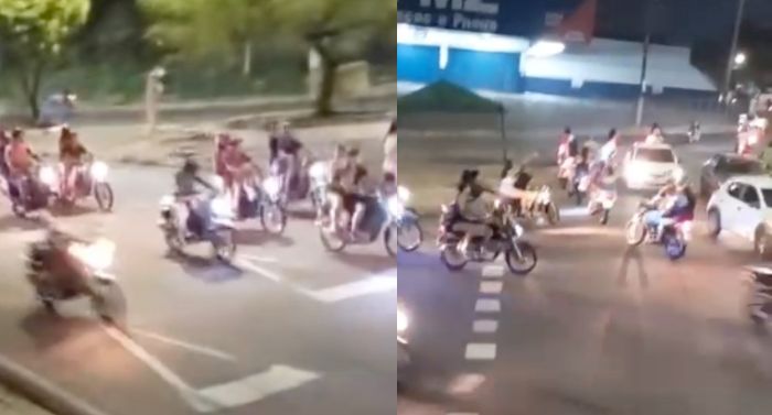 Toda lascada: blindada que participava de “rolezinho” cai de moto em Manaus; veja vídeo