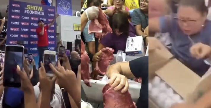 Porr4dã0 por carne e ovo durante show de João Gomes marca inauguração caótica de supermercado; veja vídeos