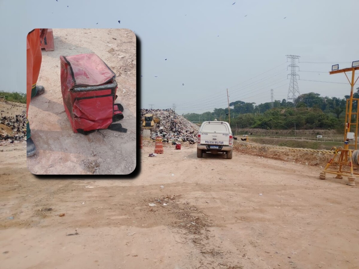 GRAVE: trabalhadores encontram feto dentro de mochila de delivery no lixão de Manaus; imagens fortes