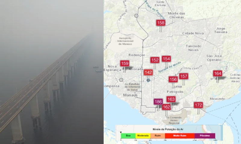 ‘Pesadelo que não termina’: Manaus amanhece novamente com nevoeiro de queimadas; veja vídeo