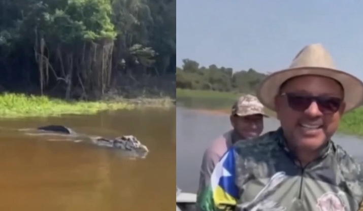 ‘Rindo de nervoso’: jacaré tenta derrubar barco e deixa pescadores paralisados; veja vídeo