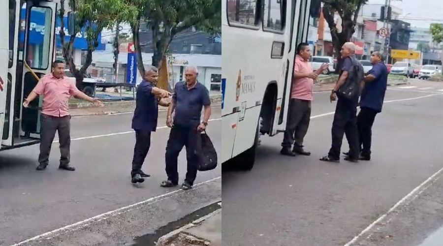 Veja o que motorista de ônibus faz no rosto de idoso durante brig4 em Manaus; vídeo