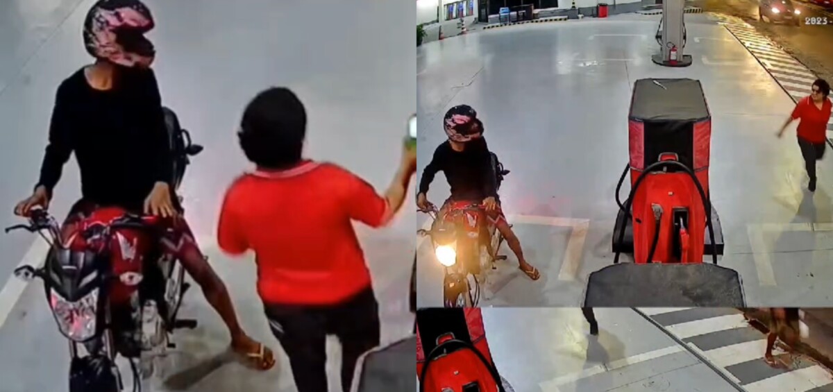 Ass4ltante roub4 frentista em posto de combustível na Avenida Constantino Nery; veja vídeo