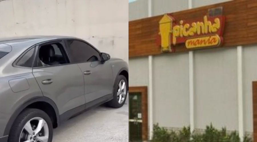 Sem segurança: cliente tem carro arr0mbado no estacionamento do Picanha Mania em Manaus