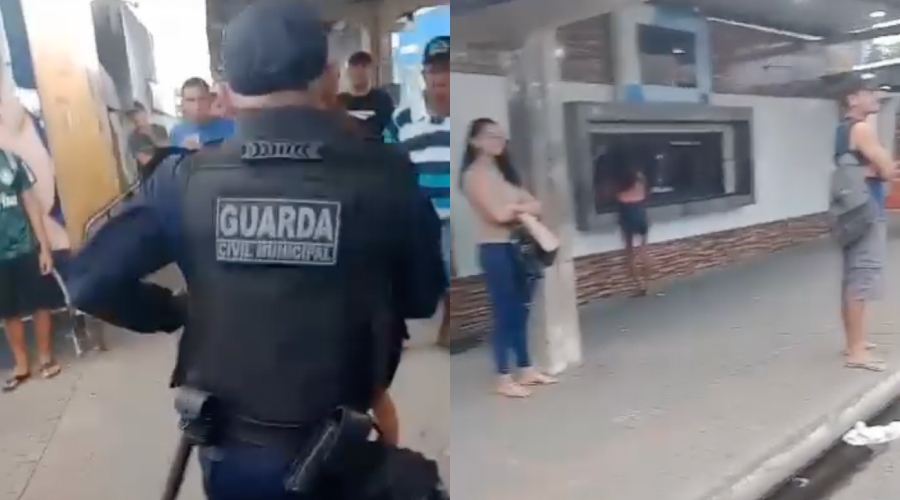 Travesti e guarda civil ‘saem no s0co’ dentro de terminal e brig4 vira atração; veja vídeo