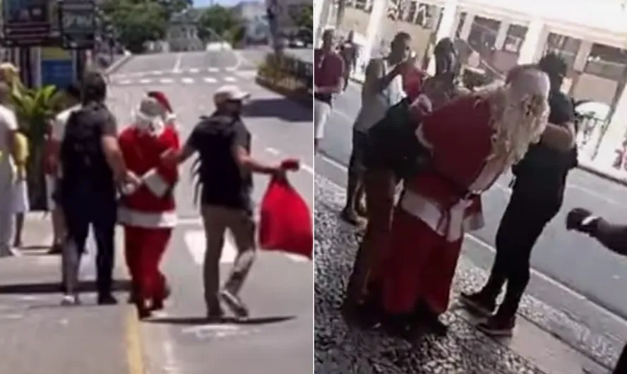 O vilão do natal: veja o momento que Papai Noel é preso após roub4r lojas; assista