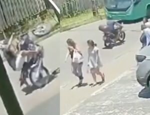 Motoqueiro "vida loka" quase vira c4rne m0ída no asfalto; veja vídeo