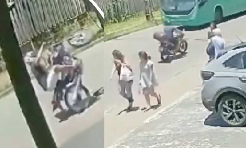 Motoqueiro “vida loka” quase vira c4rne m0ída no asfalto; veja vídeo