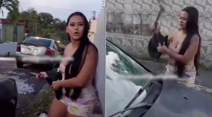 Bomba: blindada faz barraco digno de Hollywood e quebra carro com martelo em Manaus; veja vídeo