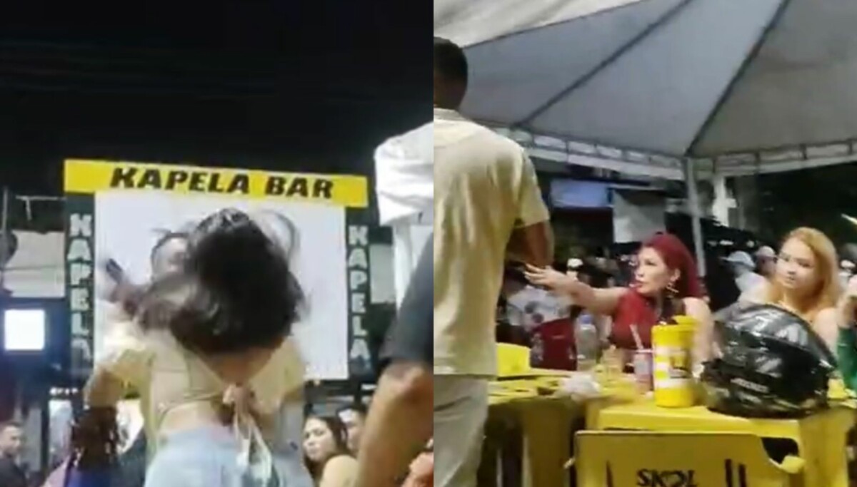 Blindada surta com ciúmes de novinha, mete cabeçada em seu macho e dá calote no Kapela Bar; veja vídeos