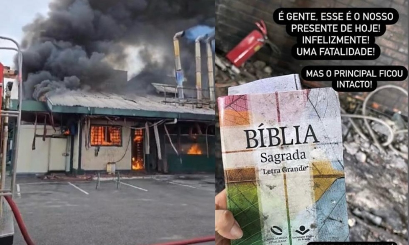Bíblia fica intacta após incêndio na Churrascaria Tropeiro: “o choro pode durar uma noite, mas a alegria vem pela manhã”
