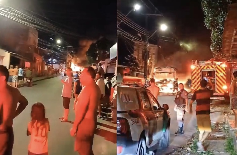 GUERRA: crimin0sos se revoltam com PM e tocam fogo em ônibus na Compensa; veja vídeos