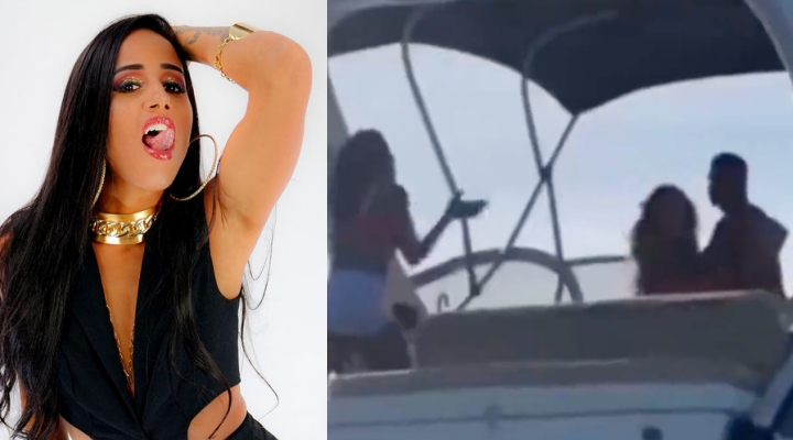 Barraco: MC Naninha flagra ficante com outra e joga a novinha da lancha; veja vídeo