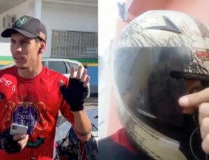 "Nasci de novo": diz motociclista que levou tir0 de raspão no capacete durante assalto em Manaus; veja vídeo