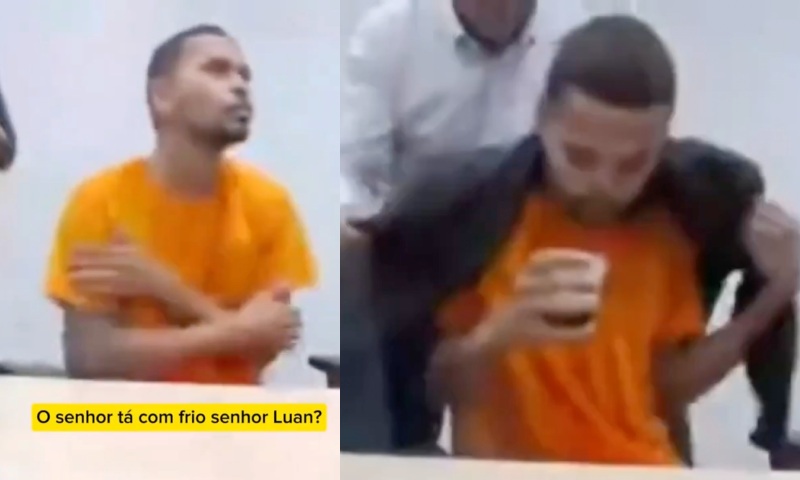 Direito dos “manos”: preso recebe cafezinho e até paletó durante audiência de custódia; veja vídeo
