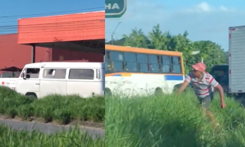 ‘O BOM DE MIRA’: motorista acerta pedrada certeira em janela de “Kombi arretada”; veja vídeo