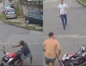 O P4U COMEU: trabalhador e vizinho "sentam a pei4" em l4drões de moto; veja vídeo