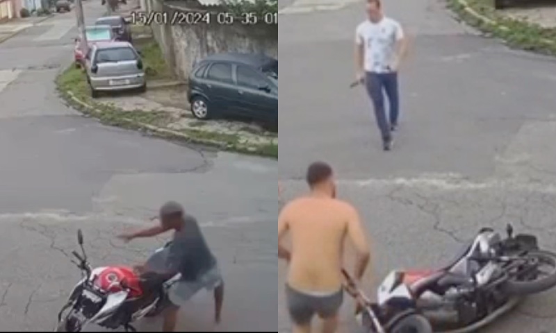 O P4U COMEU: trabalhador e vizinho “sentam a pei4” em l4drões de moto; veja vídeo