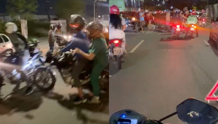 Cenas f0rtes: motoqueiro tem perna p4rtida ao mei0 durante acidente na Torquato Tapajós
