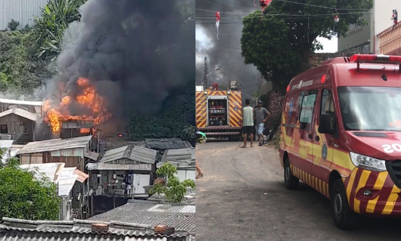 URGENTE: casa pega fogo na comunidade do Bairro do Céu, no Centro de Manaus; veja vídeos