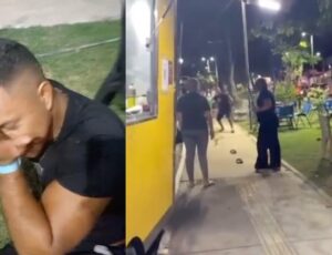 Motorista bêbado fica louc0 e sai querendo esfaque4r pedestres: "quase fur0u a mulher!"; veja vídeo