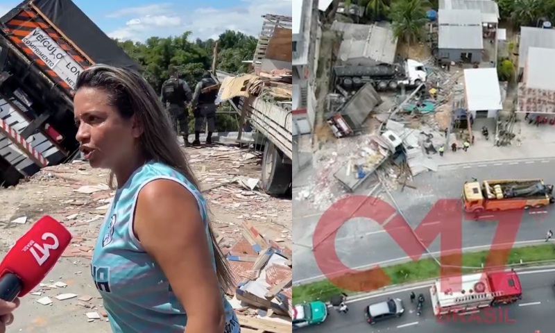 Idosa teve que se jogar pra fora de casa para não ser esmag4da por carreta, diz familiar; veja vídeo