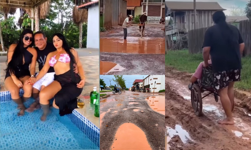 Prefeito de Boca do Acre entra na “farra com novinhas” enquanto cidade sofre com Buraqueira e Lamaçal; veja vídeo