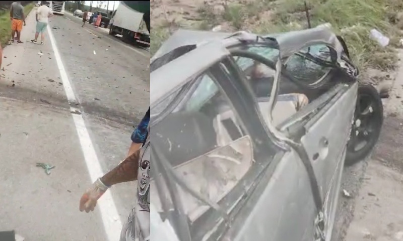 CENAS F0RTES: ac1dente h0rrível entre carro e carreta termina com pais e crianç4 mort0s; veja vídeo