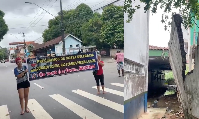 Moradores protestam por retorno de delegacia e reforma da 11ª Cicom no Bairro Coroado